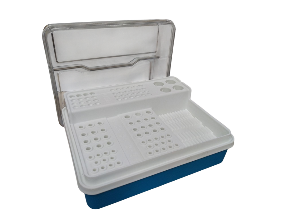 Image of Endobox 91 lyukkal, fehér-kék színben, autoklávozható, 1 db